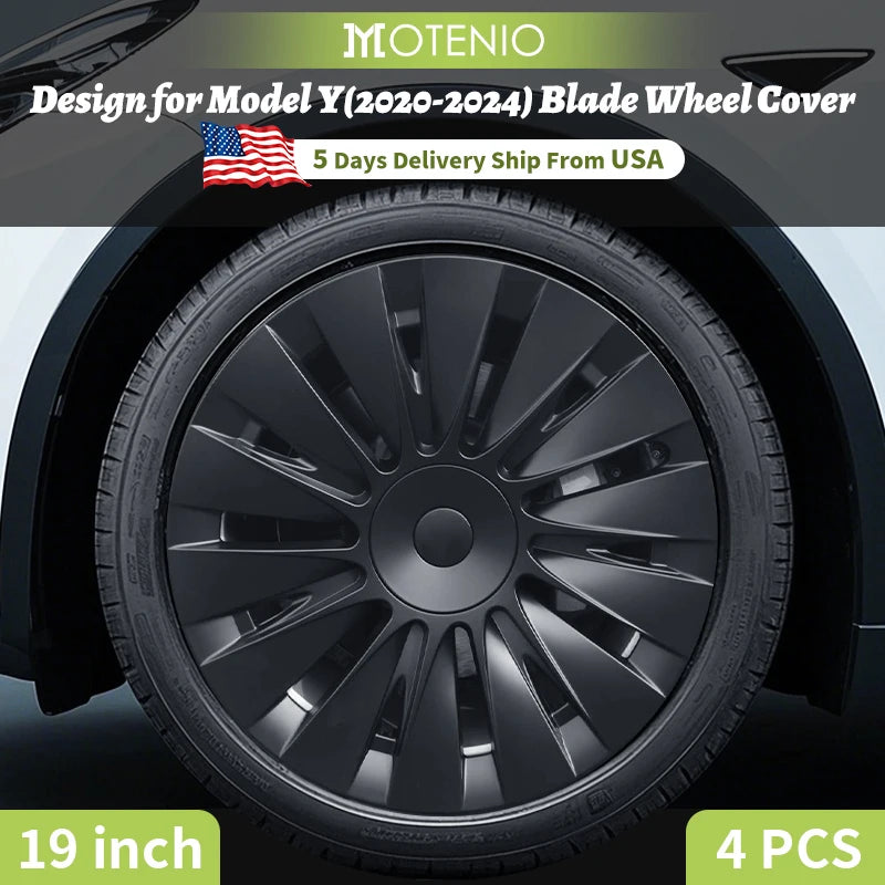 4PCS Wheel Cover Caps for Tesla Model Y 2020 to 2024 Full Coverage 19 Inches Hubcaps Automotive Accessories