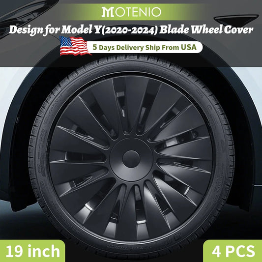 4PCS Wheel Cover Caps for Tesla Model Y 2020 to 2024 Full Coverage 19 Inches Hubcaps Automotive Accessories