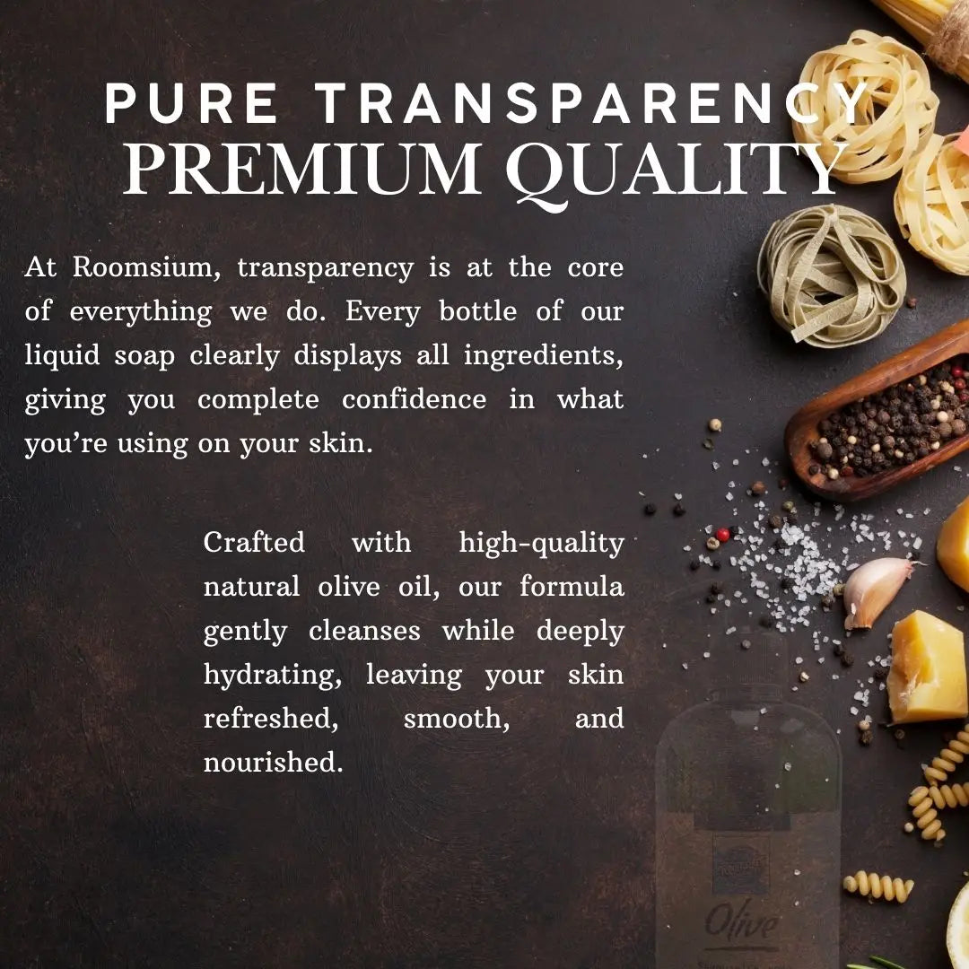 Roomsium Olive Care Set | Shampoo, Shower Gel & Liquid Soap | Refillable, Eco-Friendly & Mediterranean Luxury (3 of Set)