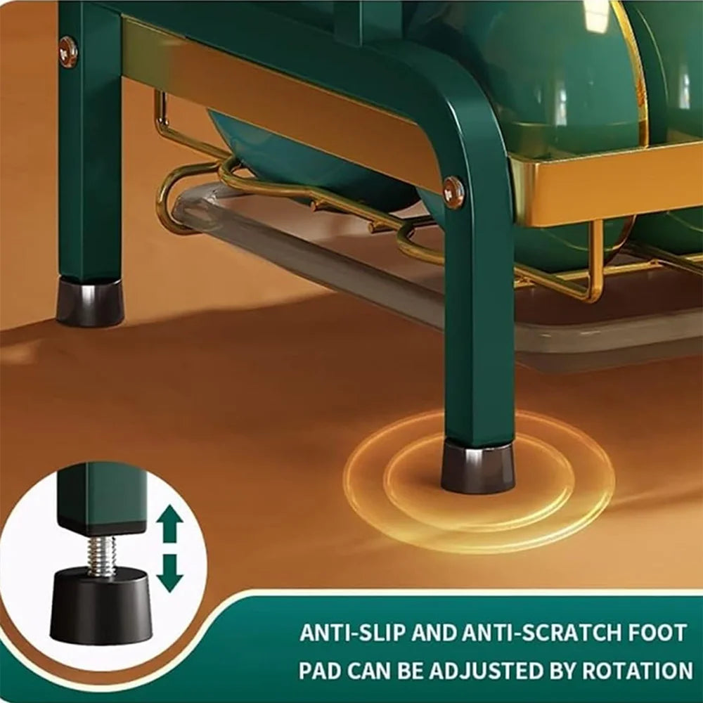 Dish Drying Rack 3 Tier Large Capacity Carbon Steel Multi Function Dish Rack for Kitchen Counter