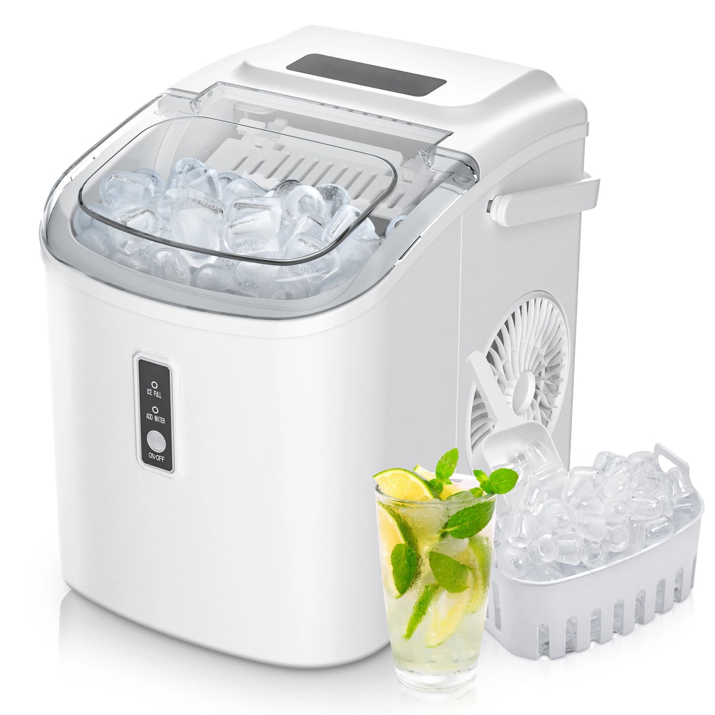 SIMZLIFE Portable Ice Maker Machine 26.5 Pounds Per Day 9 Ice Cubes in 6 Minutes Auto Cleaning Basket and Scoop for Kitchen Office Party