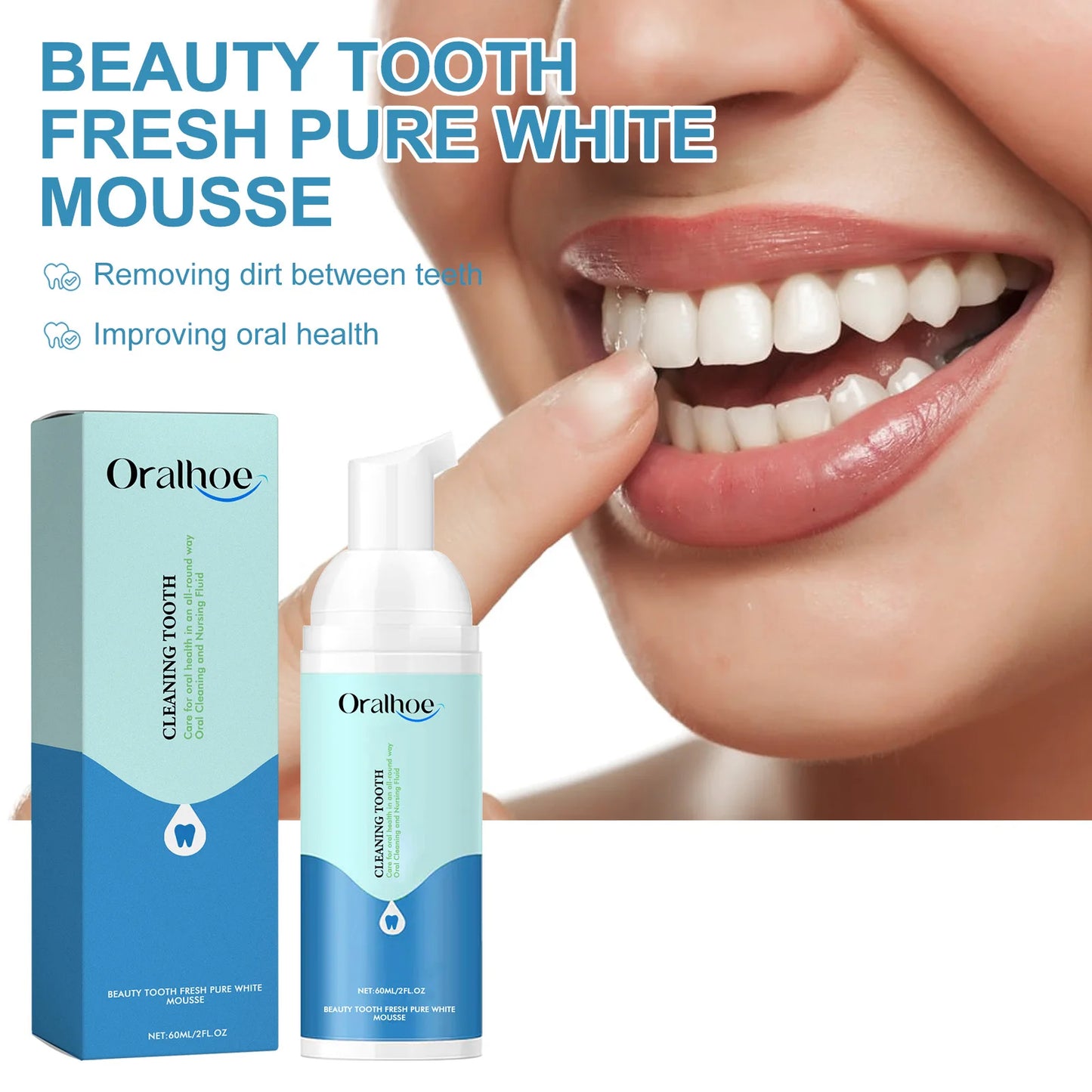 Beauty Tooth Fresh Pure White Mousse Teeth Whitening Fresh Breath Natural Ingredients Oral Health Improvement