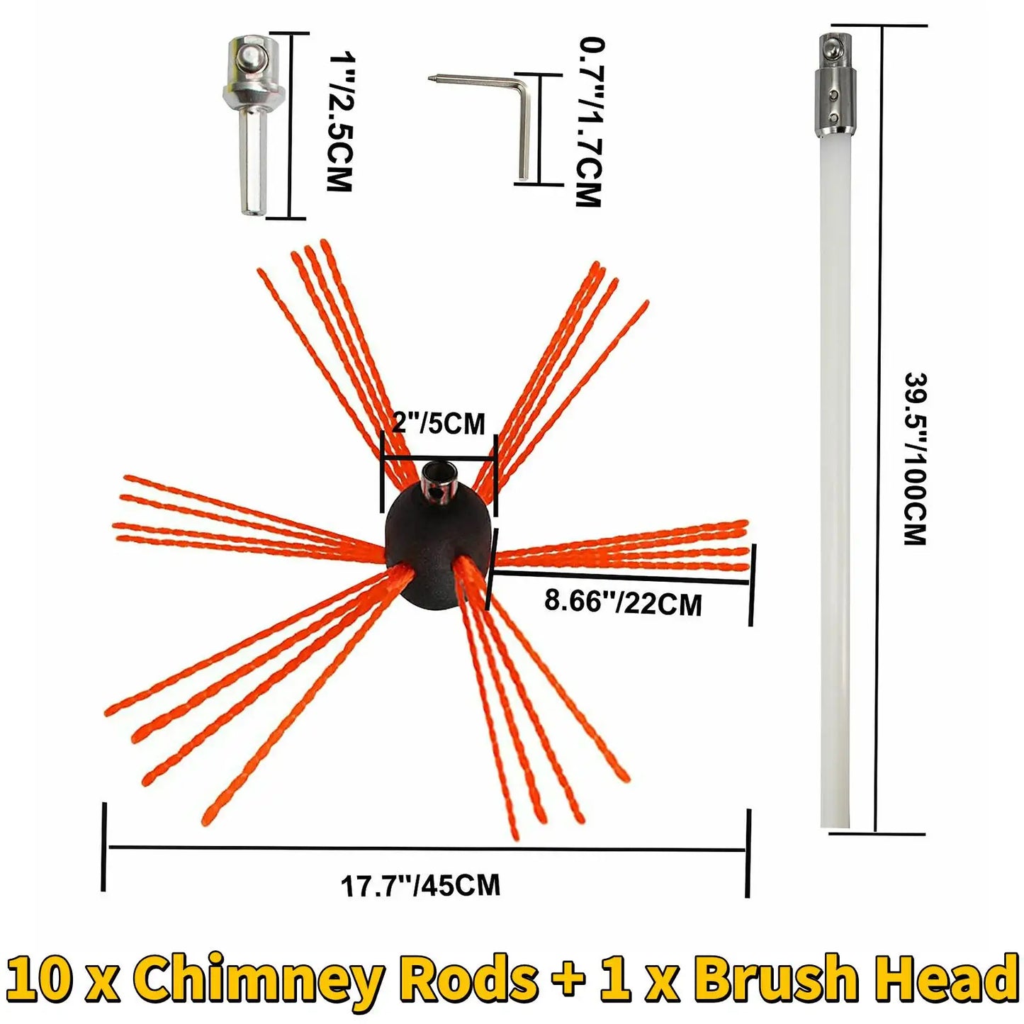 SucceBuy Chimney Cleaner Sweep Kit Nylon Electrical Drill Drive Flexible Rod Rotary Brush Head for Sweeping Away Chimney Soot