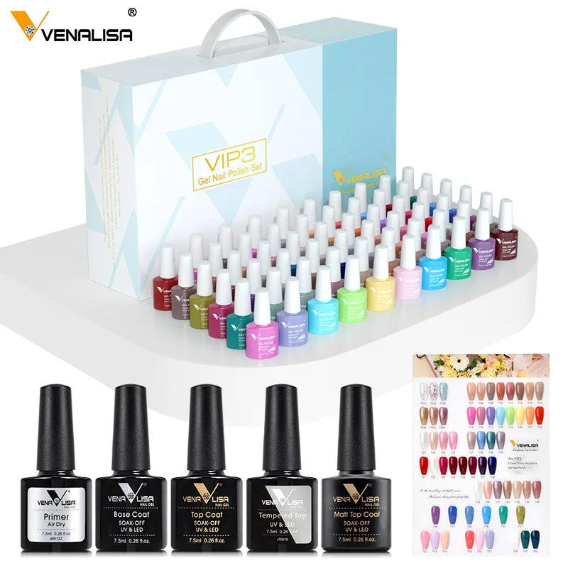 Venalisa Color Gel Nail Polish VIP Kit Full Cover Enamel Glitter Sparkle UV Gel Soak Off 7.5ml