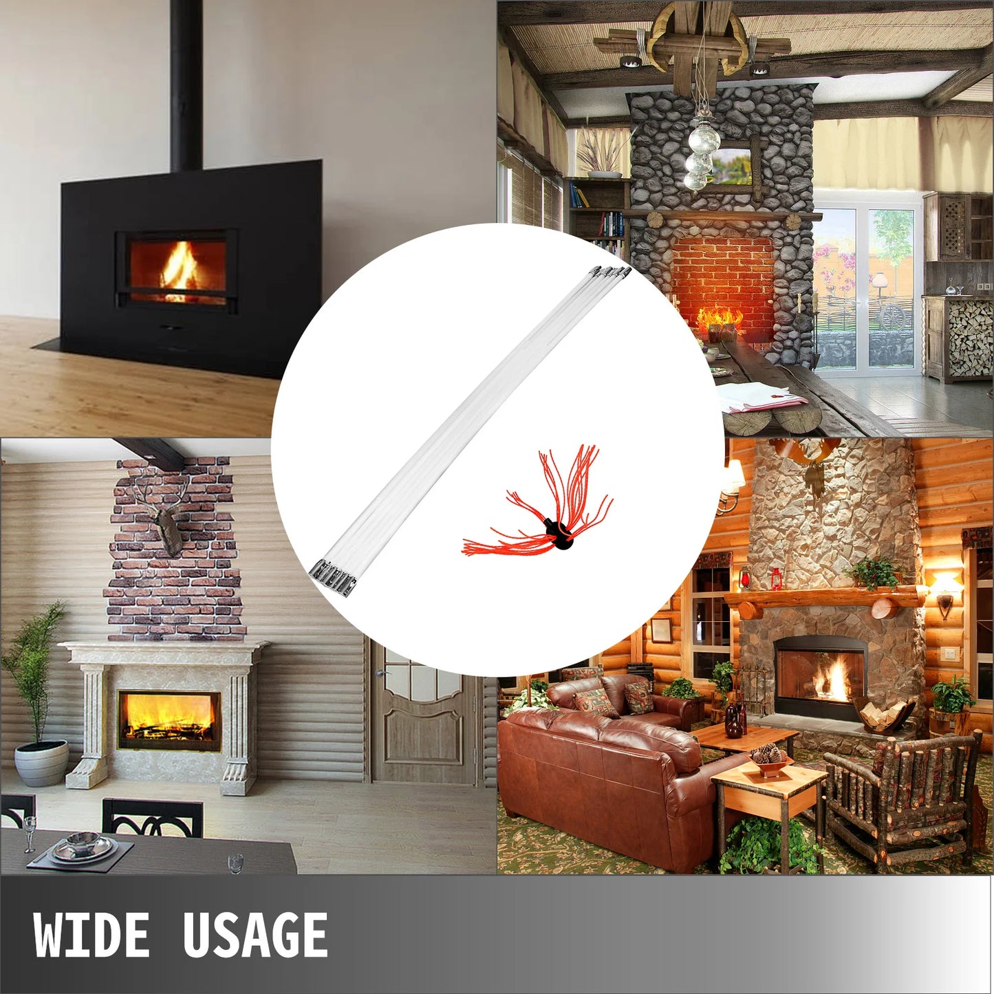 SucceBuy Chimney Cleaner Sweep Kit Nylon Electrical Drill Drive Flexible Rod Rotary Brush Head for Sweeping Away Chimney Soot