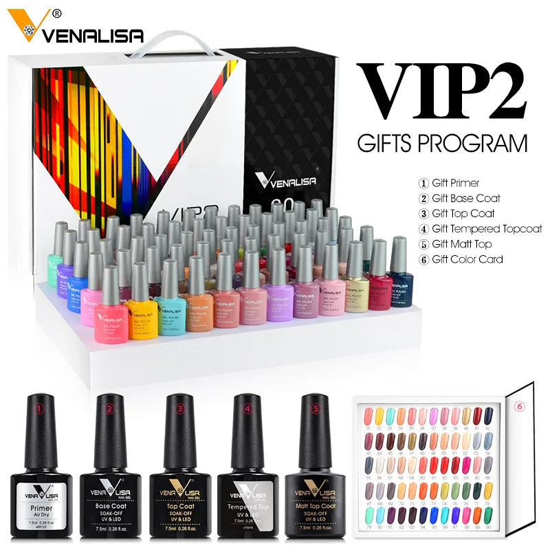 Venalisa Color Gel Nail Polish VIP Kit Full Cover Enamel Glitter Sparkle UV Gel Soak Off 7.5ml