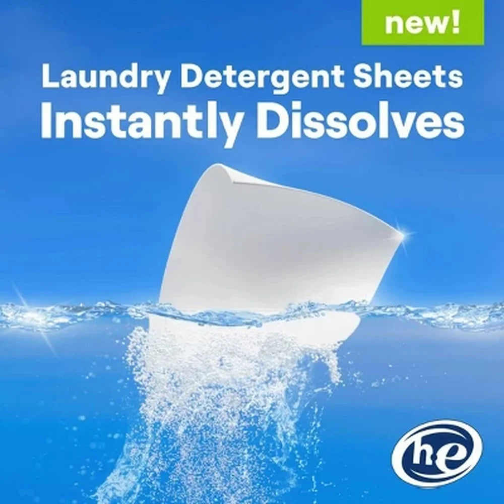 Laundry Detergent Sheets Unscented Biobased EPA Safer Choice Certified 32ct Compact Convenient Travel Friendly Stain Fighting 64