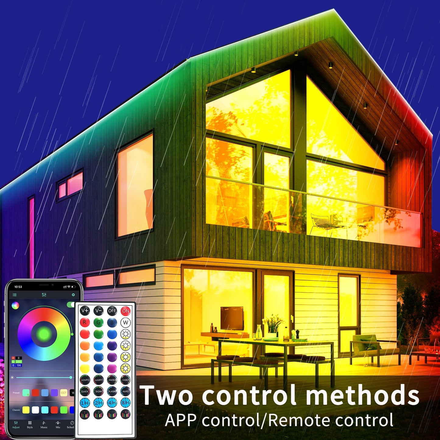 200ft Outdoor LED Strip Lights Waterproof IP68 Remote and App Control Music Sync RGB