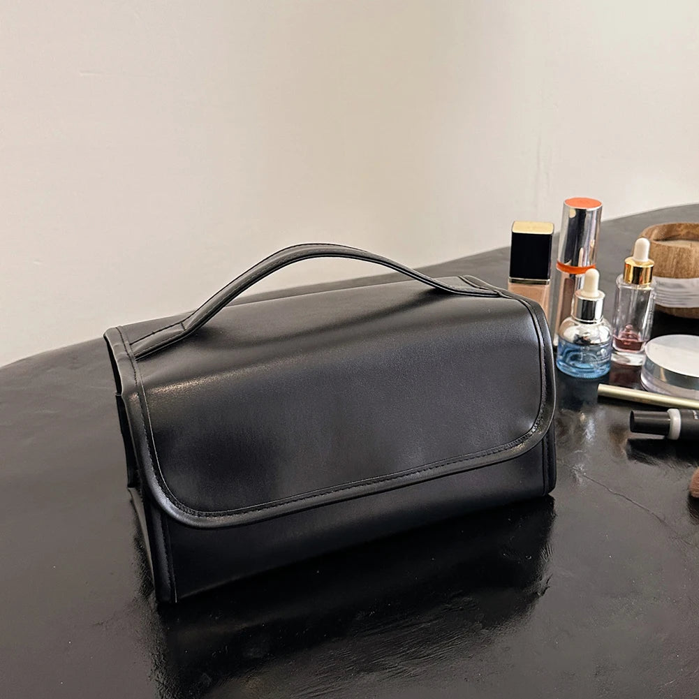 4 In 1 Foldable Makeup Bag PU Leather Cosmetic Bag Waterproof Travel Toiletry Bag Detachable Makeup Storage Bag for Women and Girls