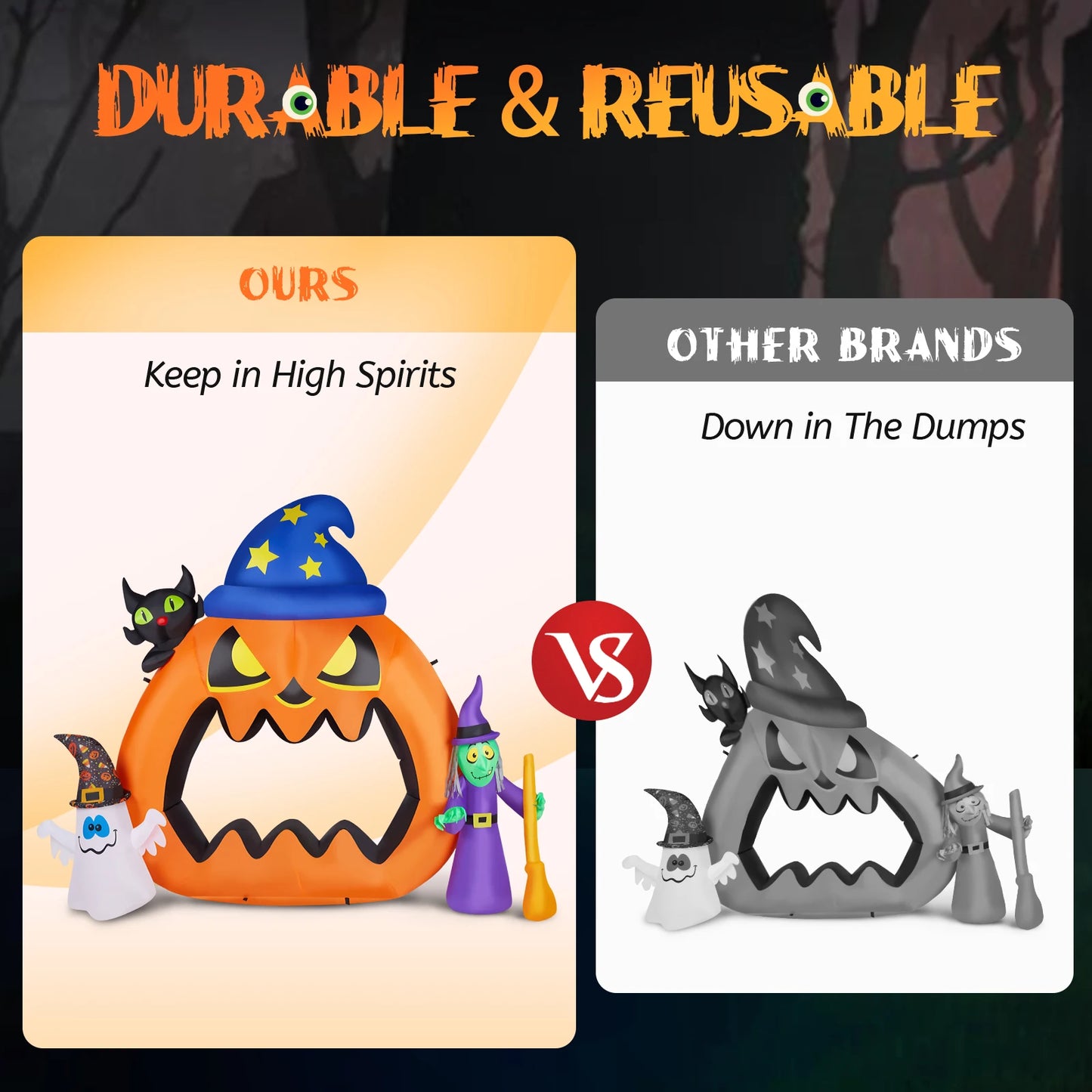 6.9ft Pumpkin Inflatable Halloween Decoration for Perfect Holiday Atmosphere