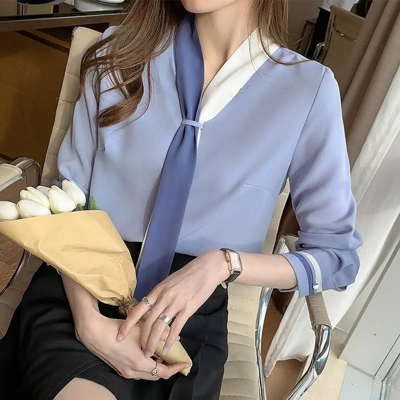 Women Clothing Spring Autumn Fashion Office Lady Simplicity Button Solid Color Ladies All-match Temperament Long Sleeve Top Tee