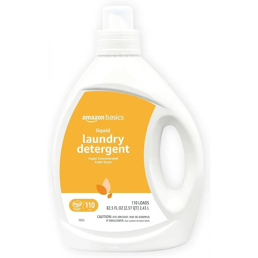 Concentrated Laundry Detergent Liquid Fresh Scent 82.5 Fl Oz Large Capacity 110 Loads Safe All Machines Phosphate Free