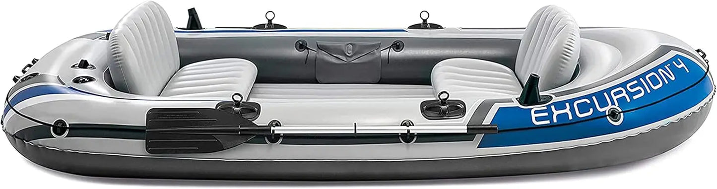 Excursion Inflatable Boat Series: Includes Deluxe 54in Boat Oars and High-Output Pump – SuperTough PVC