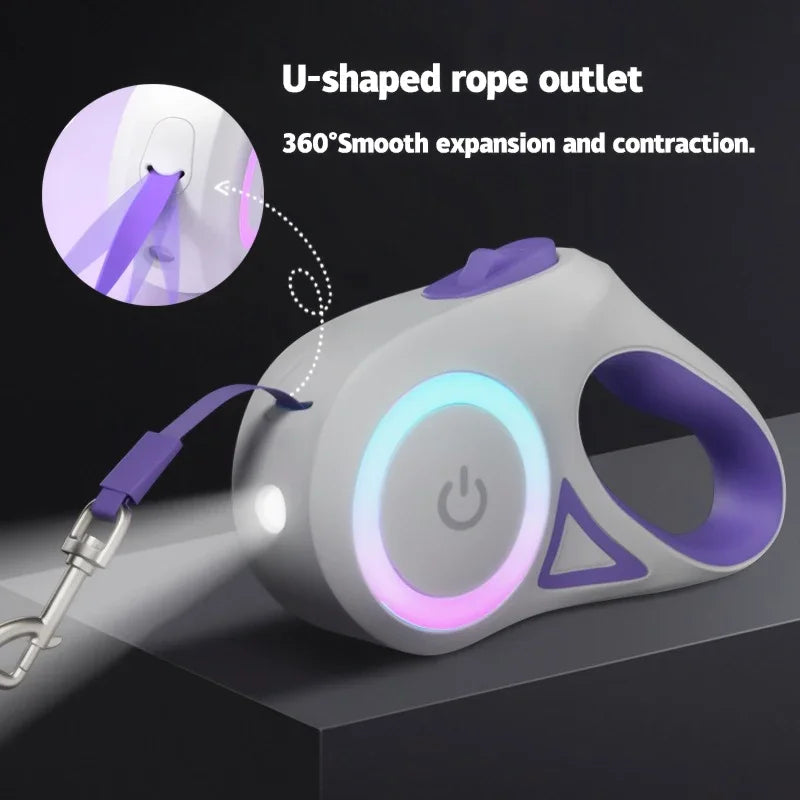 LED Retractable Dog Leash with Light for Small Medium Large Dogs and Cats 3m 5m Quick Release Pet Harness Accessories