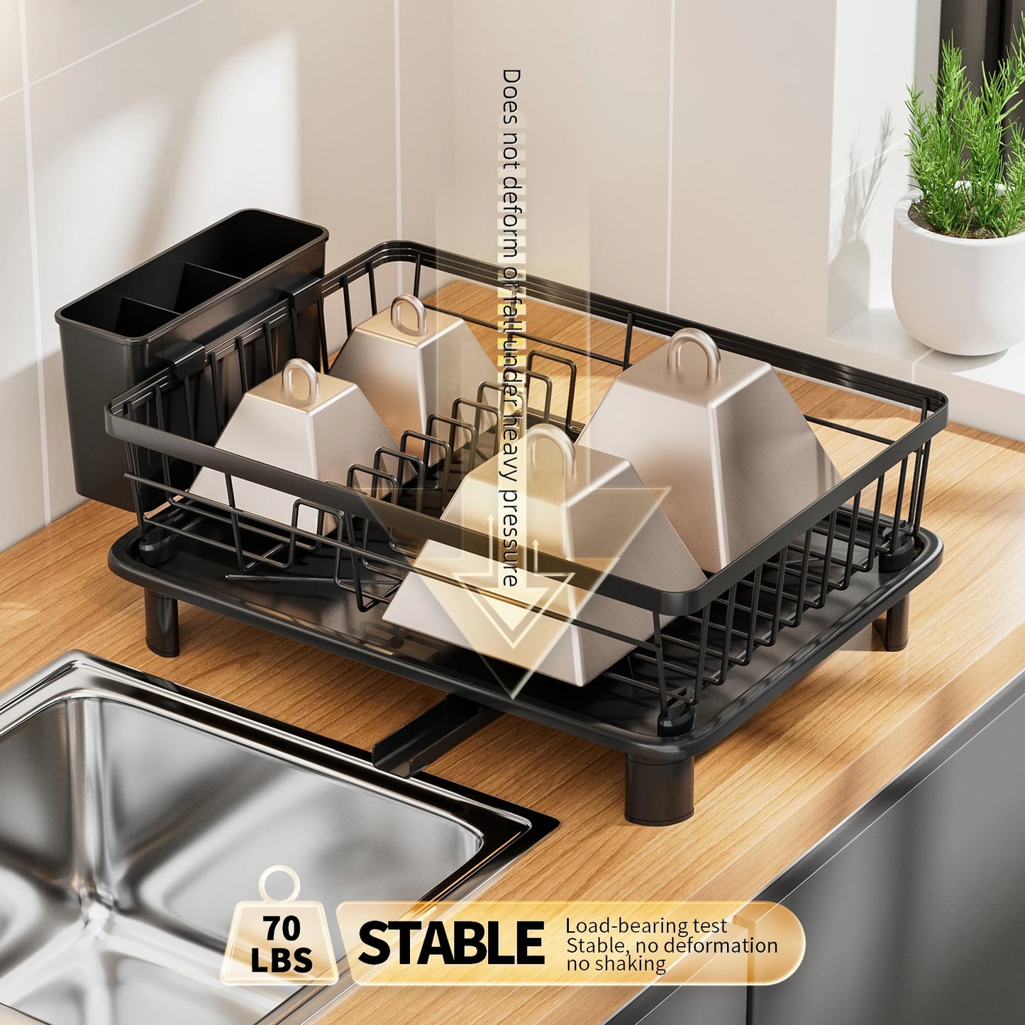 Dish Drying Rack Multifunctional Space Saving Dish Storage Rack Kitchen Countertop Storage Rack