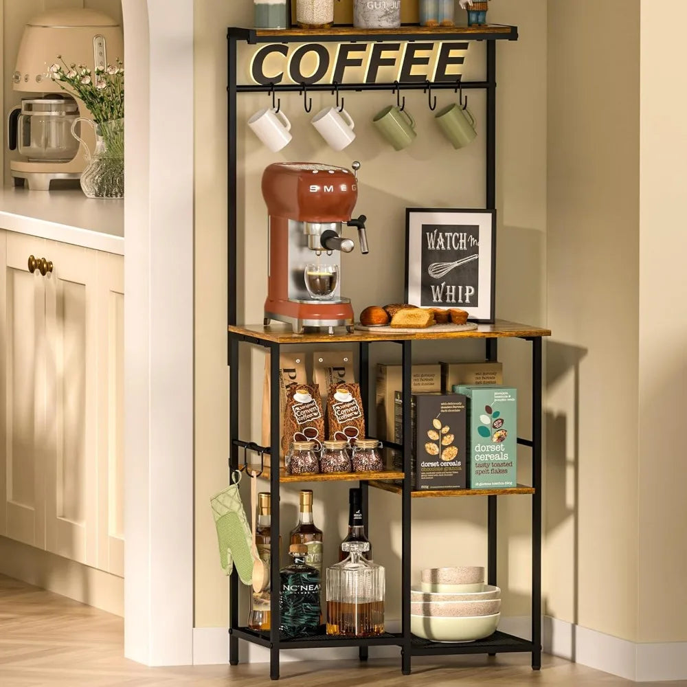 Kitchen Buffets Sideboards 23.6 Inch Length With 6 Tiers Zoned Storage Design Coffee Bar Station Microwave Stand Kitchen Rack Ba