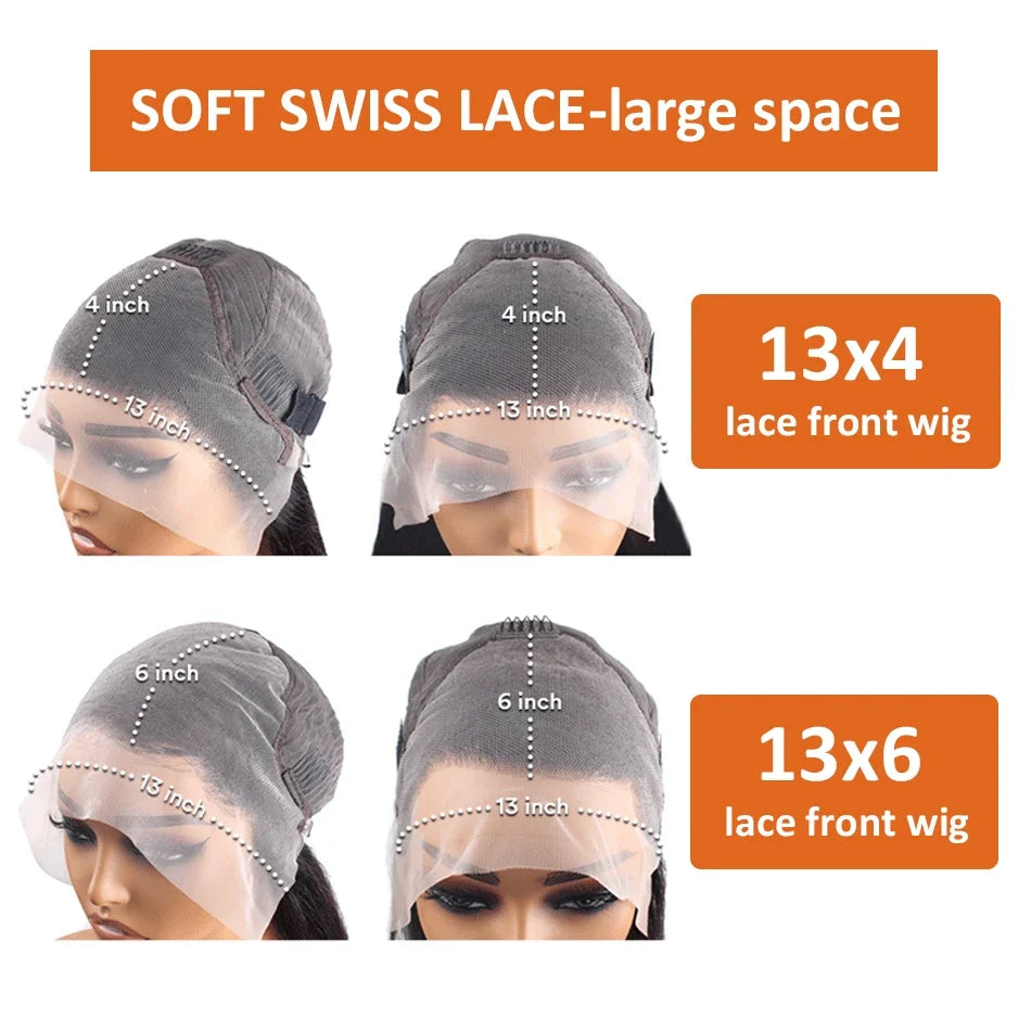 36inch Ginger Orange Lace Front Wigs Human Hair Pre Plucked 200% Density Body Wave 13x4 13x6 Hd Transparent Lace Frontal Wigs