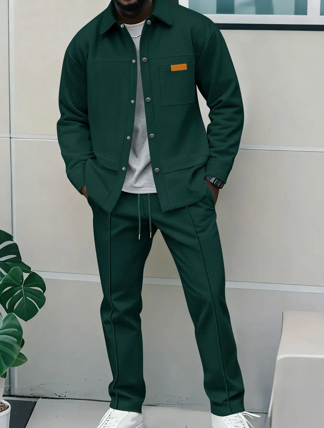 Luxury Men's Casual Flight Jacket Autumn Winter Trendy Two-Piece Set High-End Feelings Cotton Blend Polyester Fiber Long Sleeve