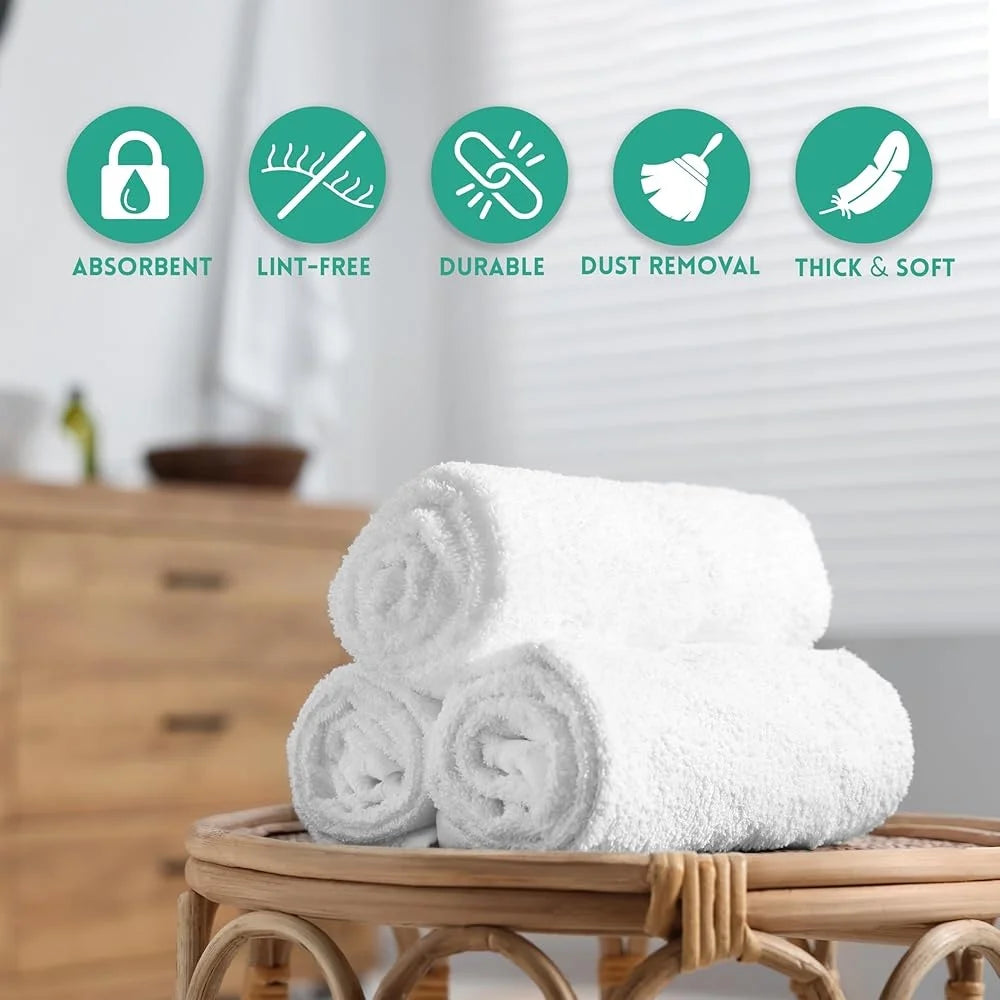 100 Cotton Terry Towels Cleaning Cloths Highly Absorbent Reusable Rags Kitchen Vehicles Streak Free Drying Pack of 50