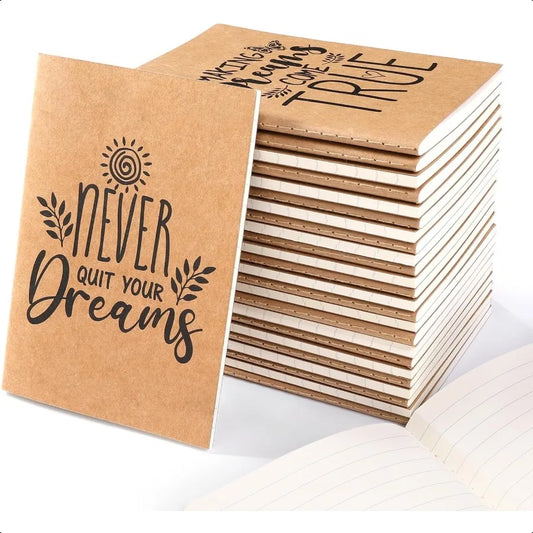 Inspirational Journals Mini Notebooks for Bulk 24 Pack Kraft Paper Motivational Pocket Notebooks for School Prize Bulk Gifts fo