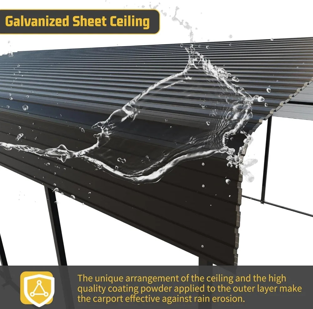 13x20 FT Heavy Duty Metal Carport with Galvanized Steel Roof, Multi-Use Shelter for Cars, Boats, RVs