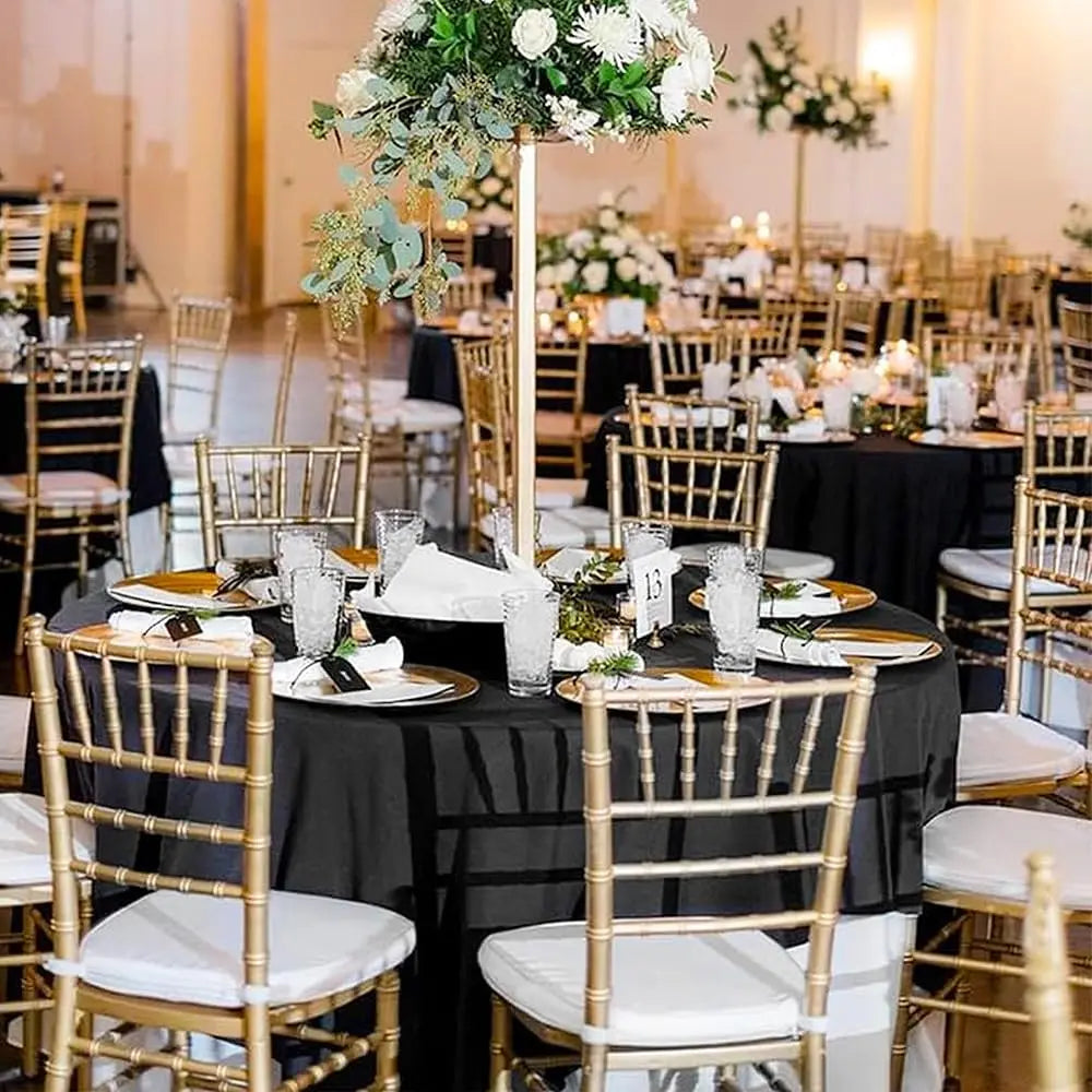 10 Pack Black Round Tablecloths 120 Inch Stain Resistant and Wrinkle Free Polyester Fabric Washable Table Covers for Kitchen Dining Wedding Reception Banquet Birthday Party Buffet Restaurant