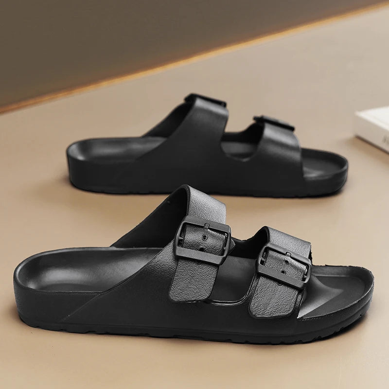 Men's Straight Line Slippers EVA Waterproof Wear-resistant Human Functional Non-slip Sandals Outdoor Couple Style Plus Size