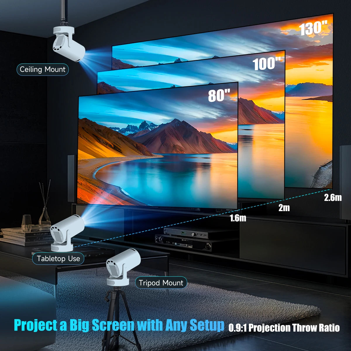 Magcubic HY300 Pro Projector 4K 720P With 5W Speaker Android 11 8000 Lumens WiFi 6 BT5.4 Outdoor Video Home Theater Projector