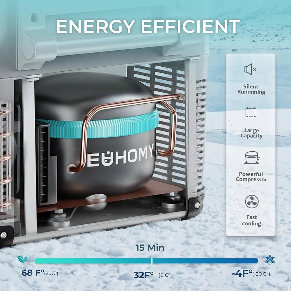 12V Electric Cooler Portable Refrigerator Smart App Control Fast Cooling Dual Storage 38QT Energy Efficient Car and Home Use