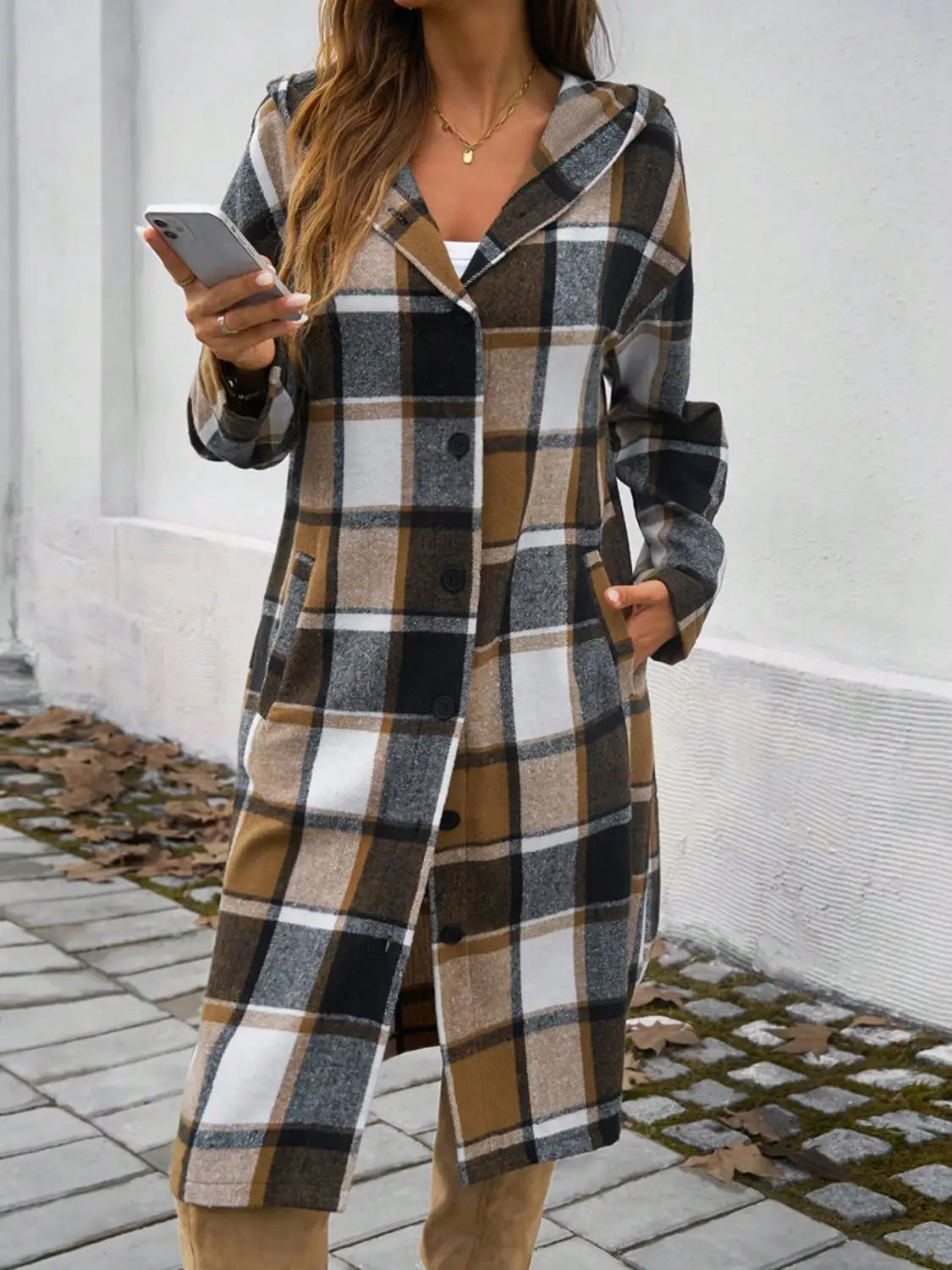 Hot Sale 2025 Women's Oversized Plaid Shacket Corduroy Lapel Long Sleeve Button Down Shirt Jacket Trench Coat Outfit