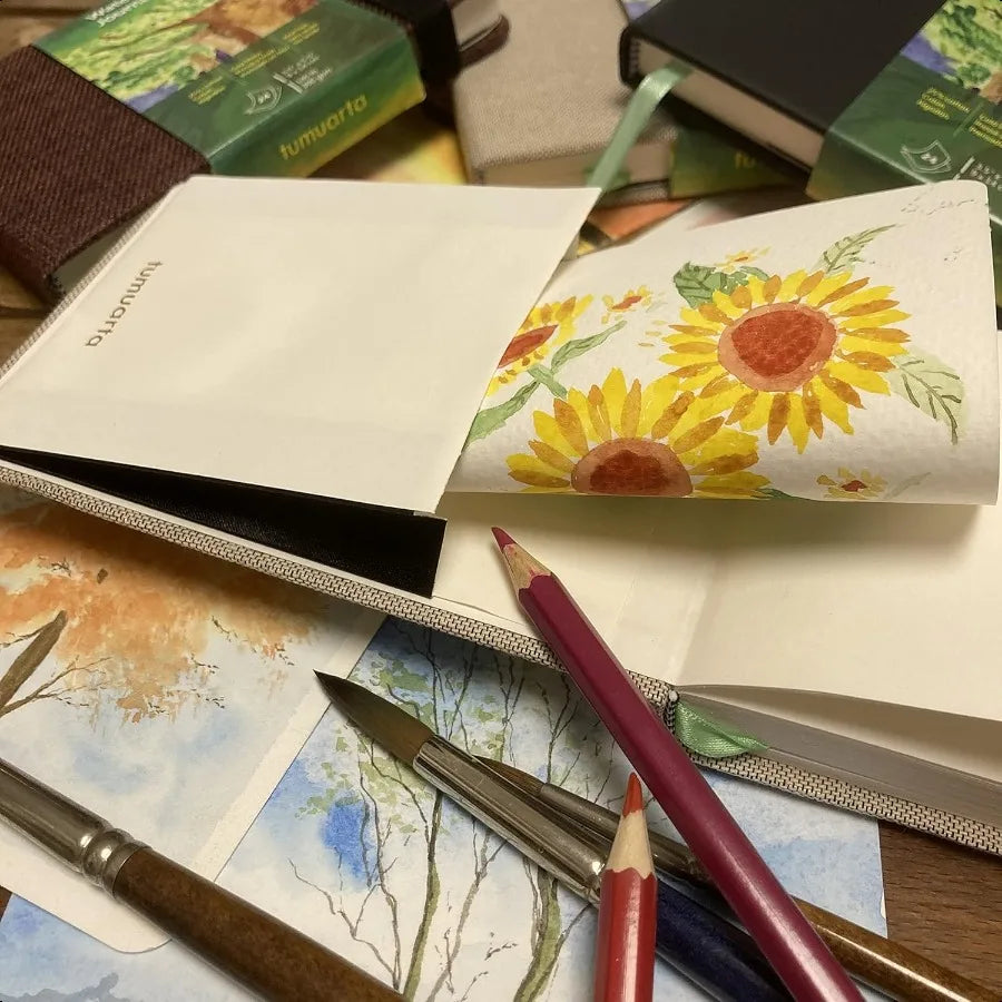 Watercolor Journal 3.5x5.5 140 LB 300 GSM Cotton Paper Cold Pr 24 Sheets 48 Pages Watercolor Paper Sketch Books for Use As Mixe