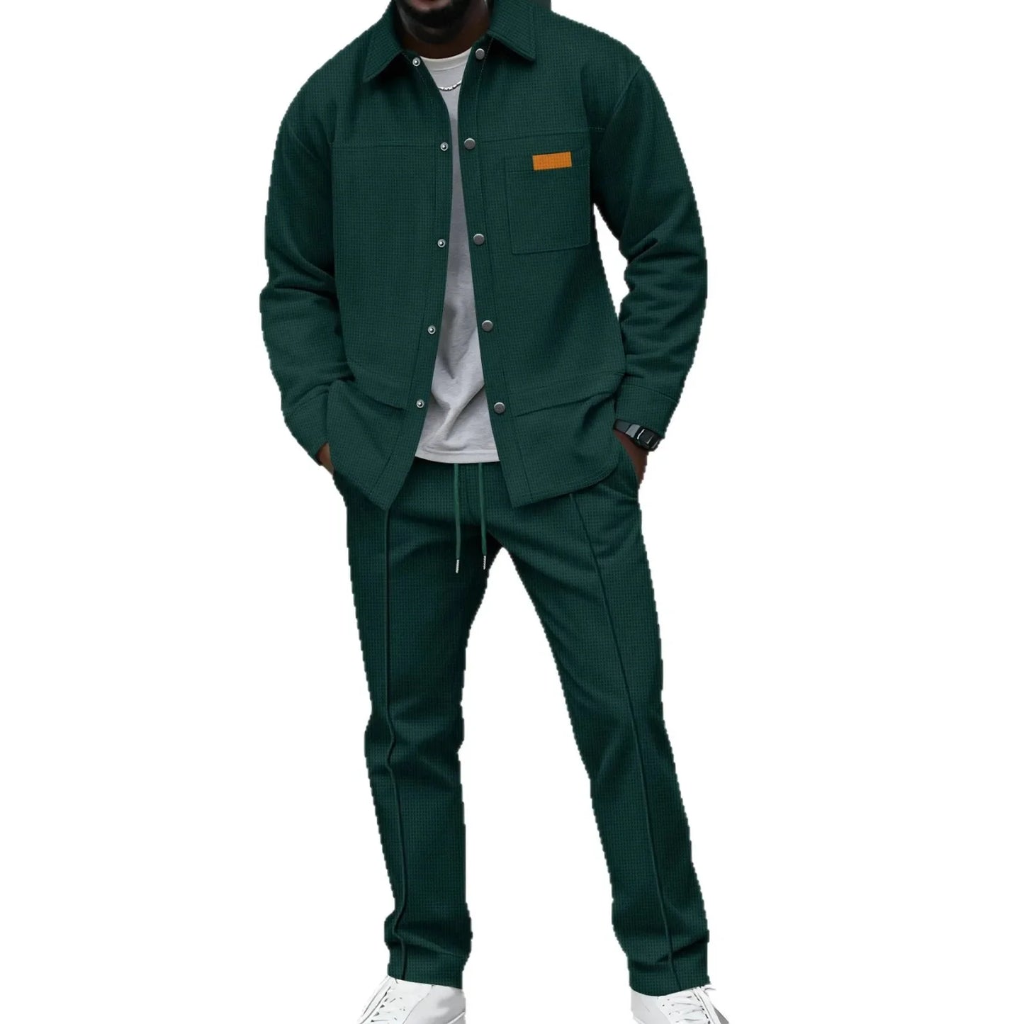 Luxury Men's Casual Flight Jacket Autumn Winter Trendy Two-Piece Set High-End Feelings Cotton Blend Polyester Fiber Long Sleeve