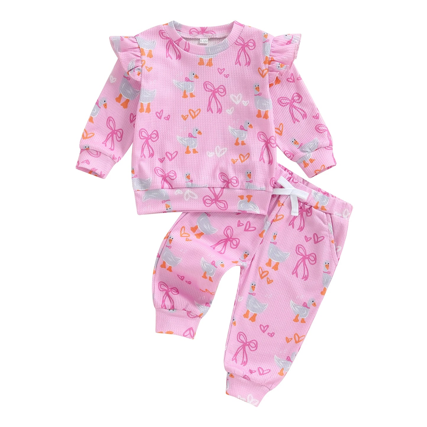 Cute Baby Girl Autumn Clothes Floral Bow Patterned Sweater Stretchy Trousers 2 Piece Outfit Set