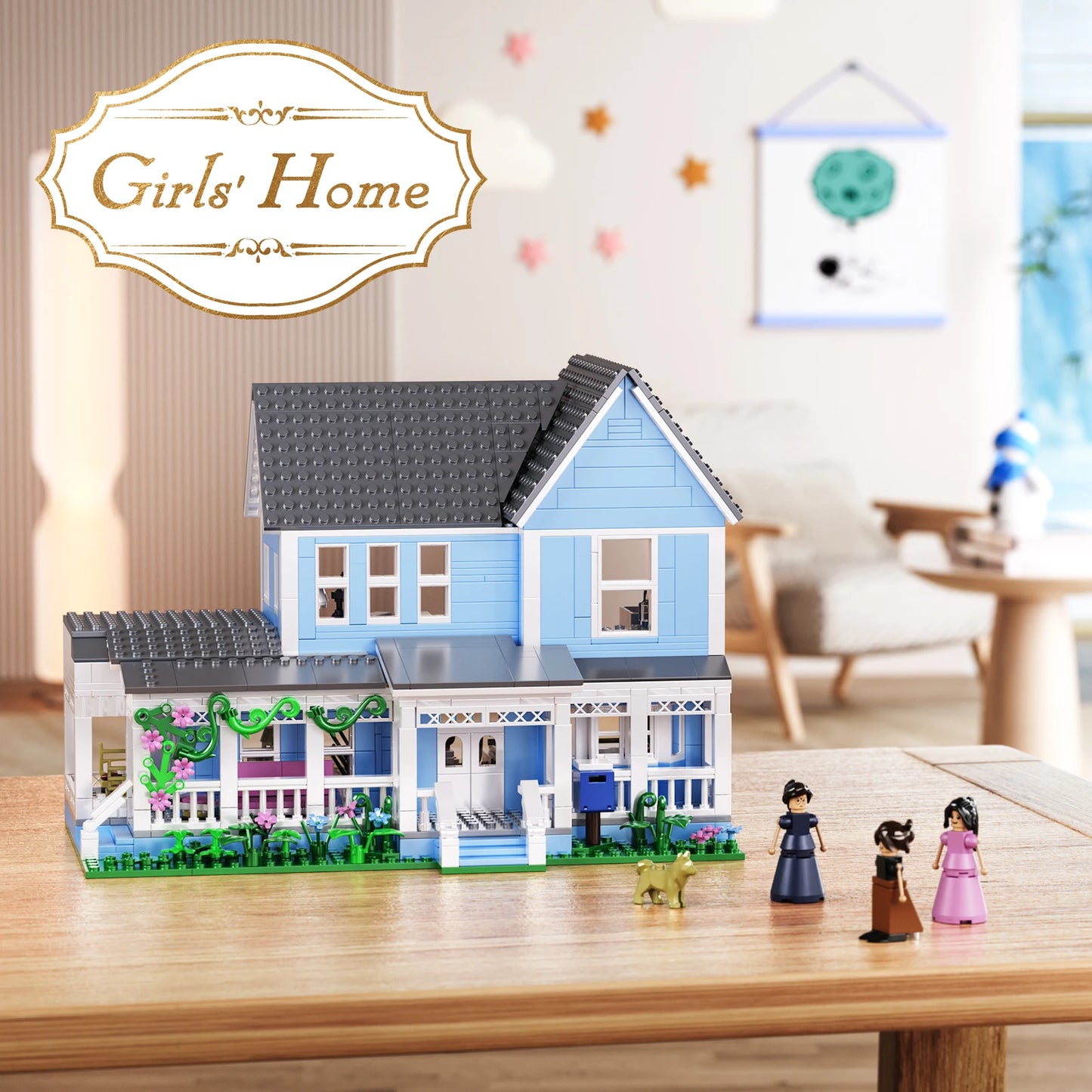 Blue Villa Palace Building Block Set Gilmoreed Girls House Apartment Cottage Architecture Model Bricks Gifts for Girls and Boys