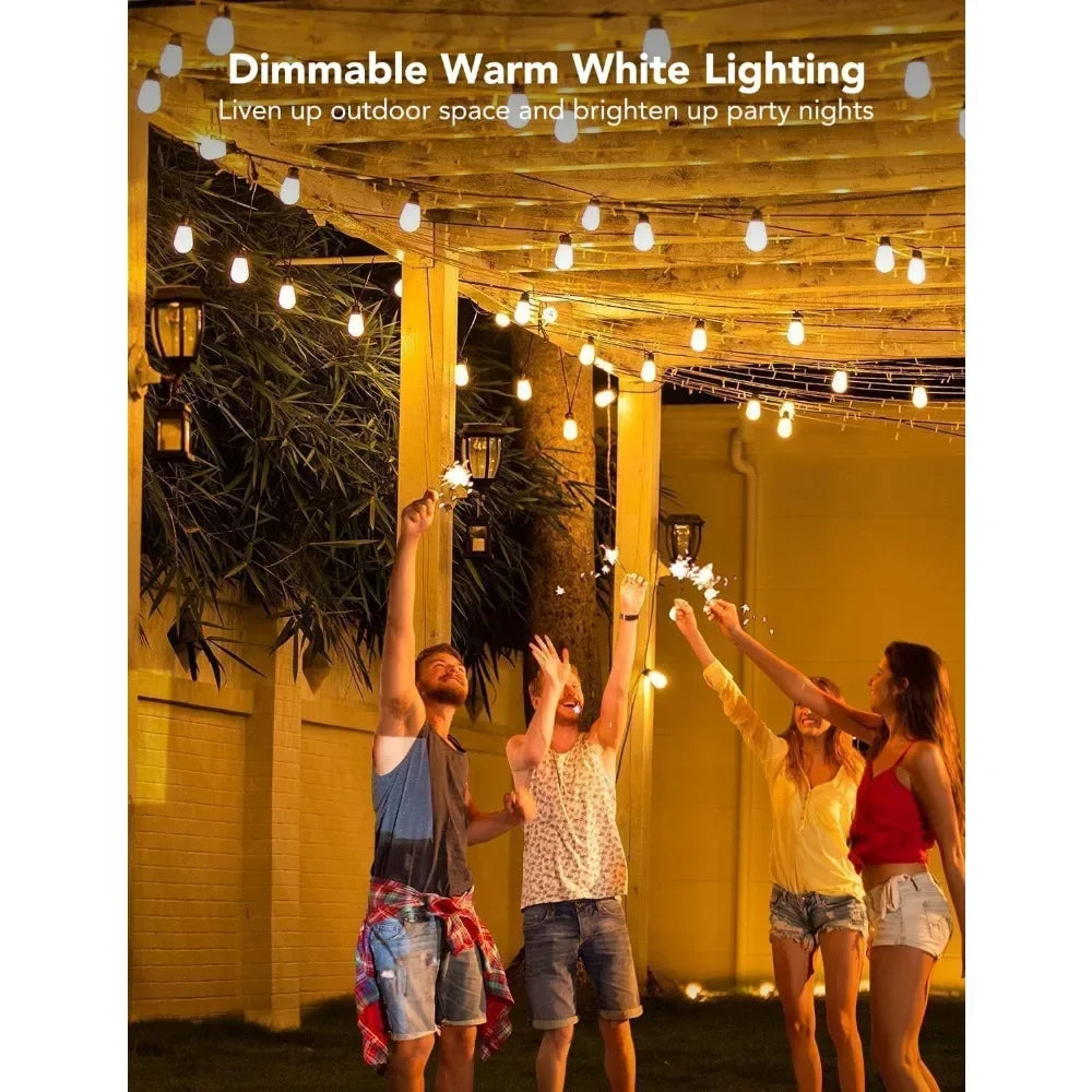 Smart Outdoor String Lights RGBIC Warm White 96ft LED Bulbs for Halloween Christmas Decorations
