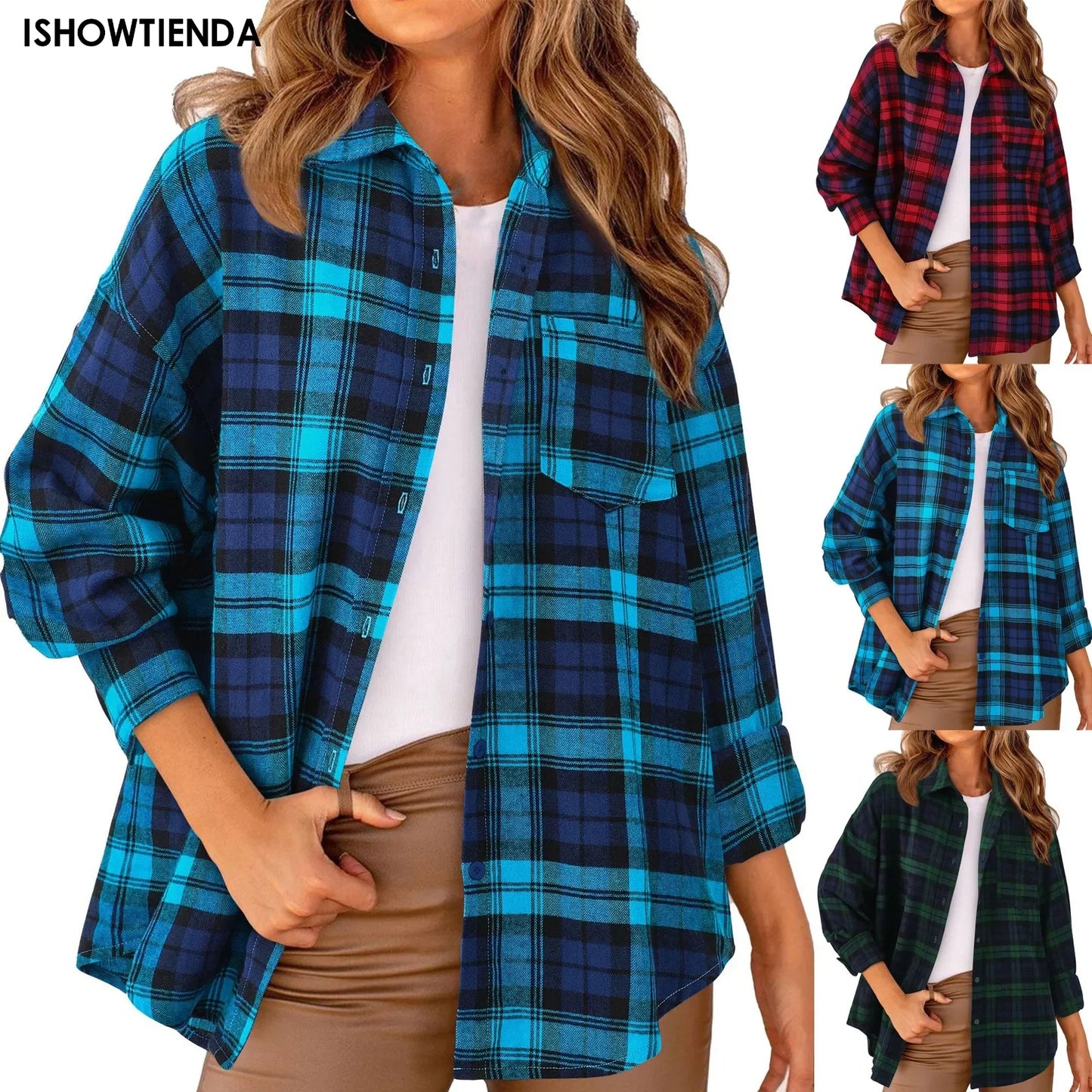 Casual Women's Plaid Shirt 2025 Autumn New Loose Long Sleeve Lapel Single Breasted Blouses Soft Sweet Female Coat Streetwear