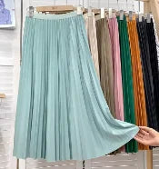 2025 Women Elegant Pleated Skirt High Waist Women Mid-long Skirt Female Ladies High Quality Women Midi Skirt Black Saia