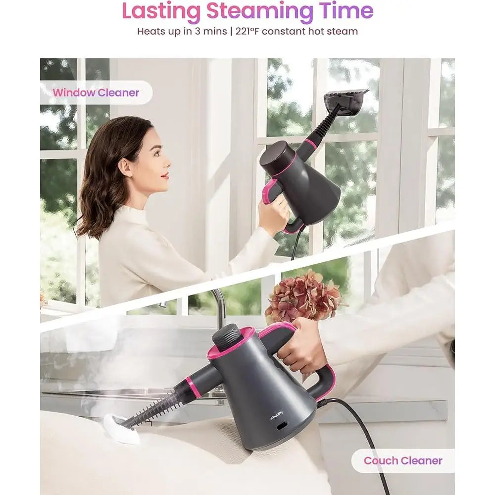 High Pressure Portable Handheld Steam Cleaner Efficient Constant Steam Multi Surface Accessories Child Safe Pet Friendly 15