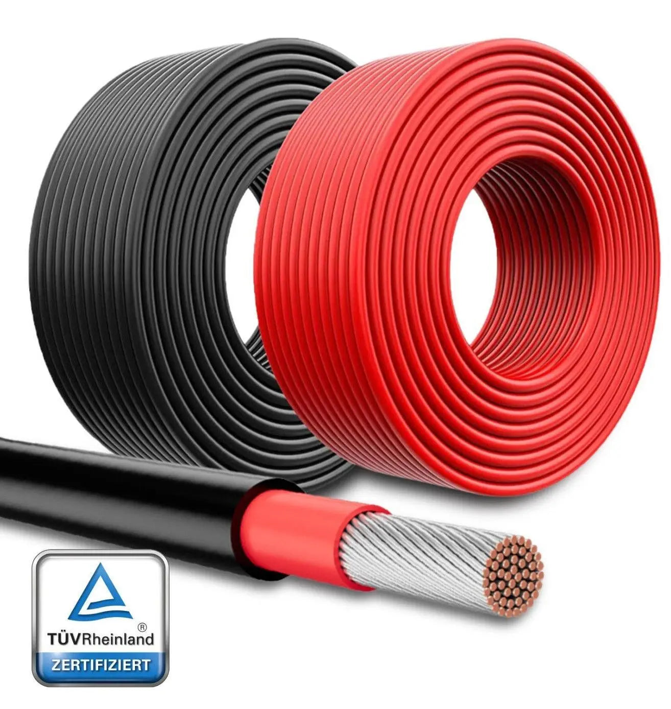 PowMr 6 mm² Solar Cable 100M 50M 25M 20M Black and Red Extension Wire 10AWG TUV Solar Panel Cable DIY for Photovoltaic System