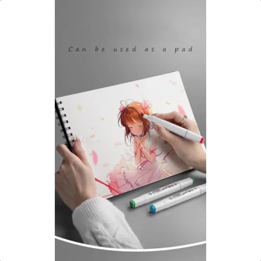 Marker Pads Art SketchbookLarge Paper Size A4 8 27 x 11 70 100 LB 130 GSM Heavy Smooth Drawing Papers 50 Sheets 100 Pages Spira