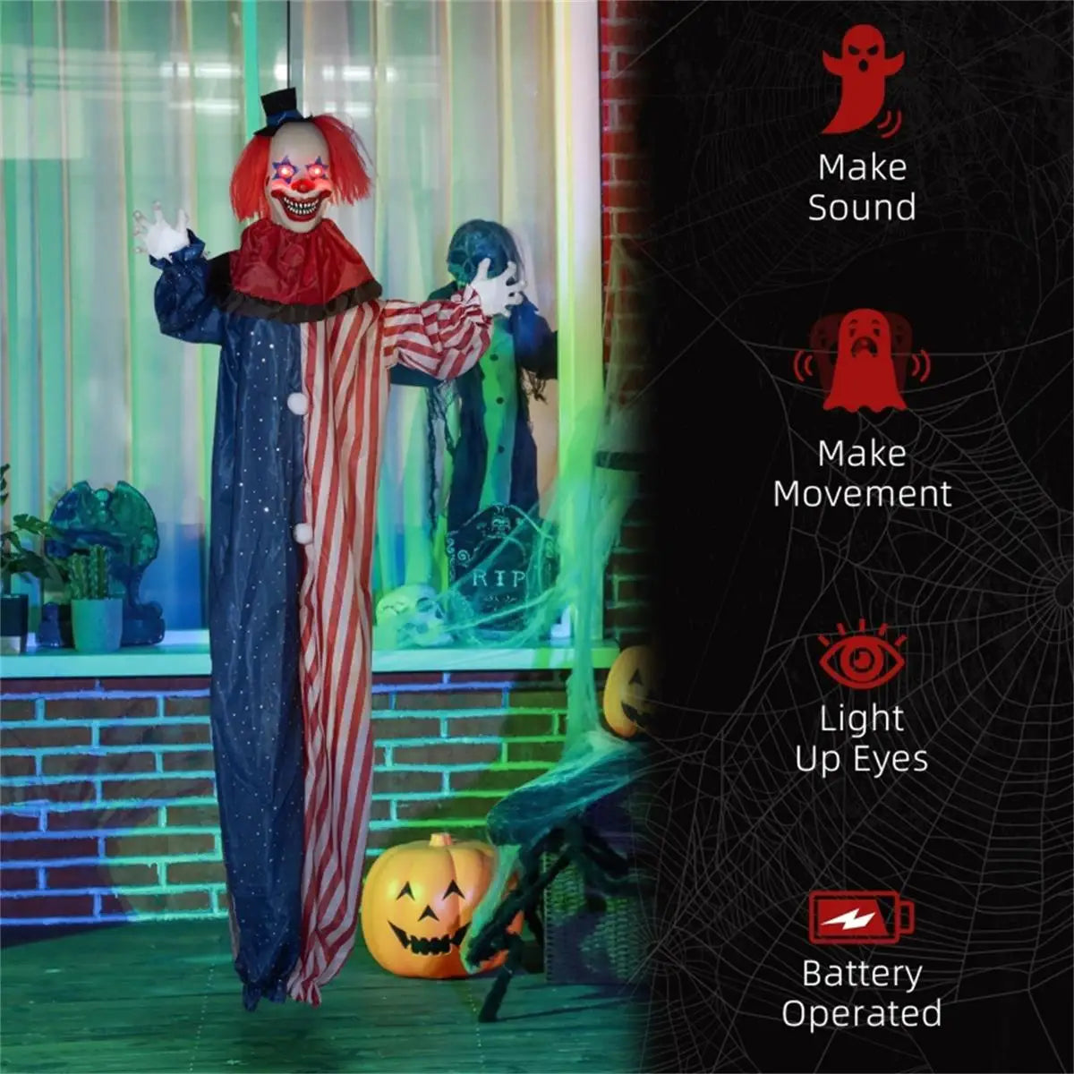 Spooky Halloween Decorations Automatic Clown with Touch Activation for Parties Haunted Houses and Trick-or-Treating