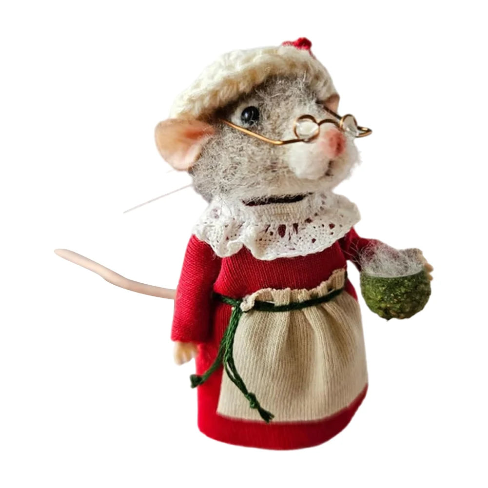 Mouse Doll Christmas Needle Felted Mouse DIY Handmade Wool Felted Needle Felting Mice Wool Felt Mouse Christmas Ornaments