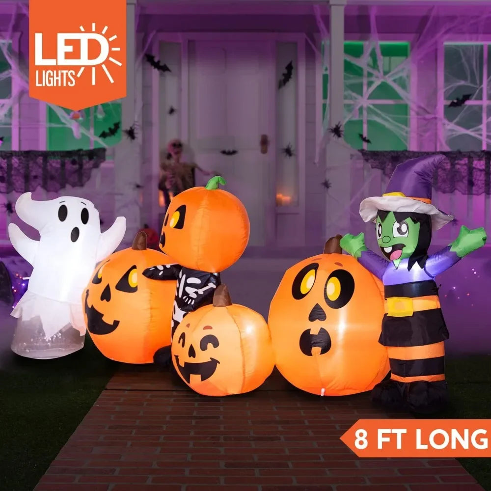 8 Feet Long Halloween Inflatables Outdoor Decorations Inflatable Pumpkin Patch For Yard