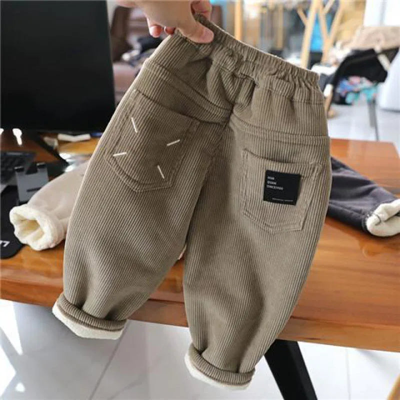 2024 Winter Baby Warm Pants Autumn Winter Padded Corduroy Boy's Pants Cotton Patch Leisure Radish Pants Casual Girl's Boy Pant