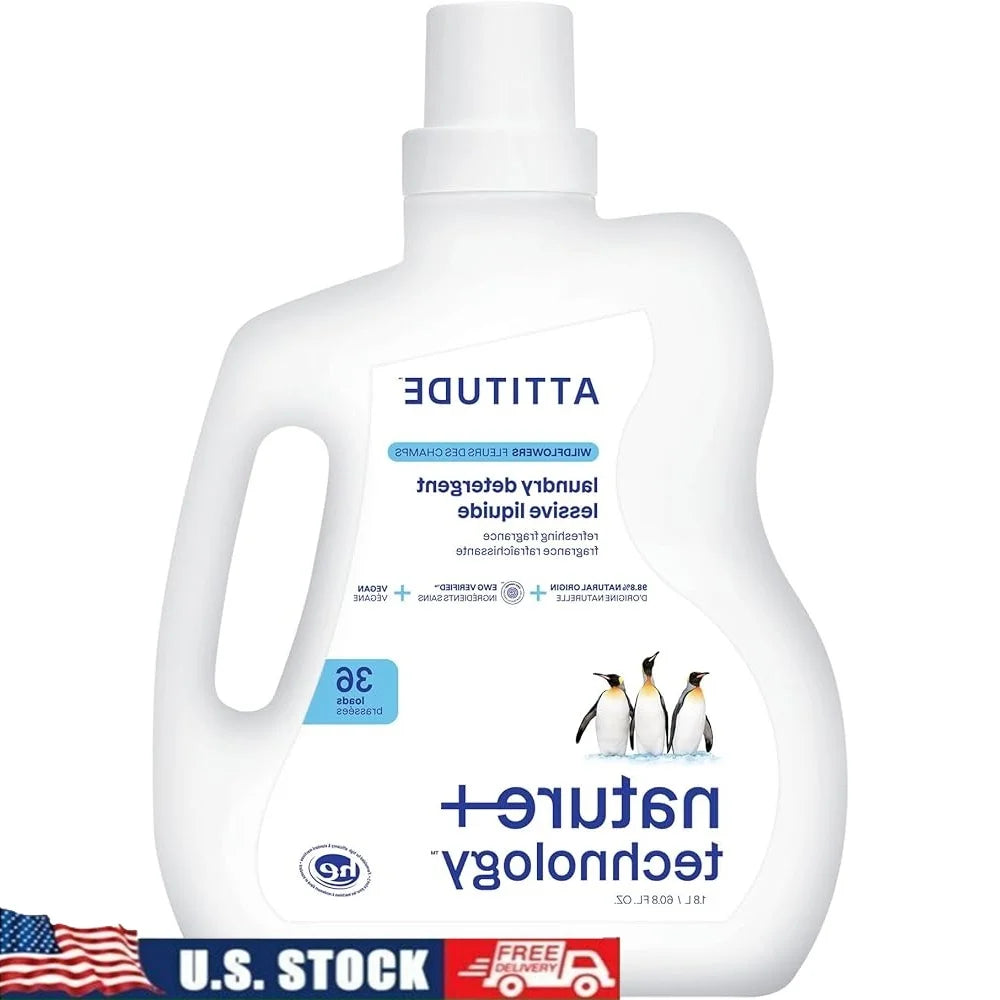 Liquid Laundry Detergent EWG Verified Plant Based Soap 36 Loads Vegan Cruelty-Free Wildflower Scent HE Compatible Eco-Friendly