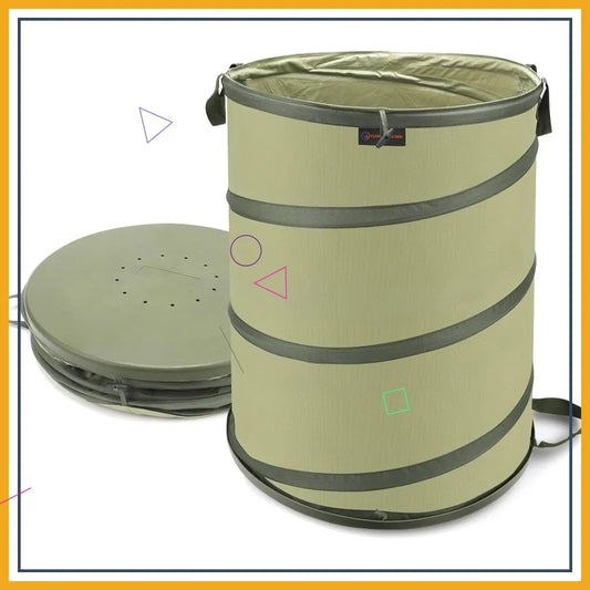 45 Gallon Collapsible Garden Bag Hard Bottom Waterproof Yard Waste Trash Can for Leaves Weeds Party Camping