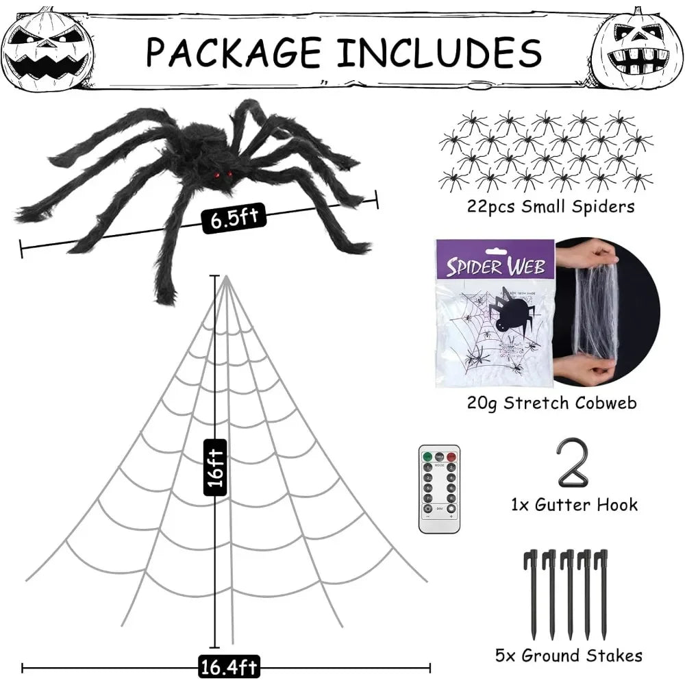 Spider Web Halloween Decorations Outdoor Lights with 125 Purple LED Lights and 8 Modes for Yard Decor