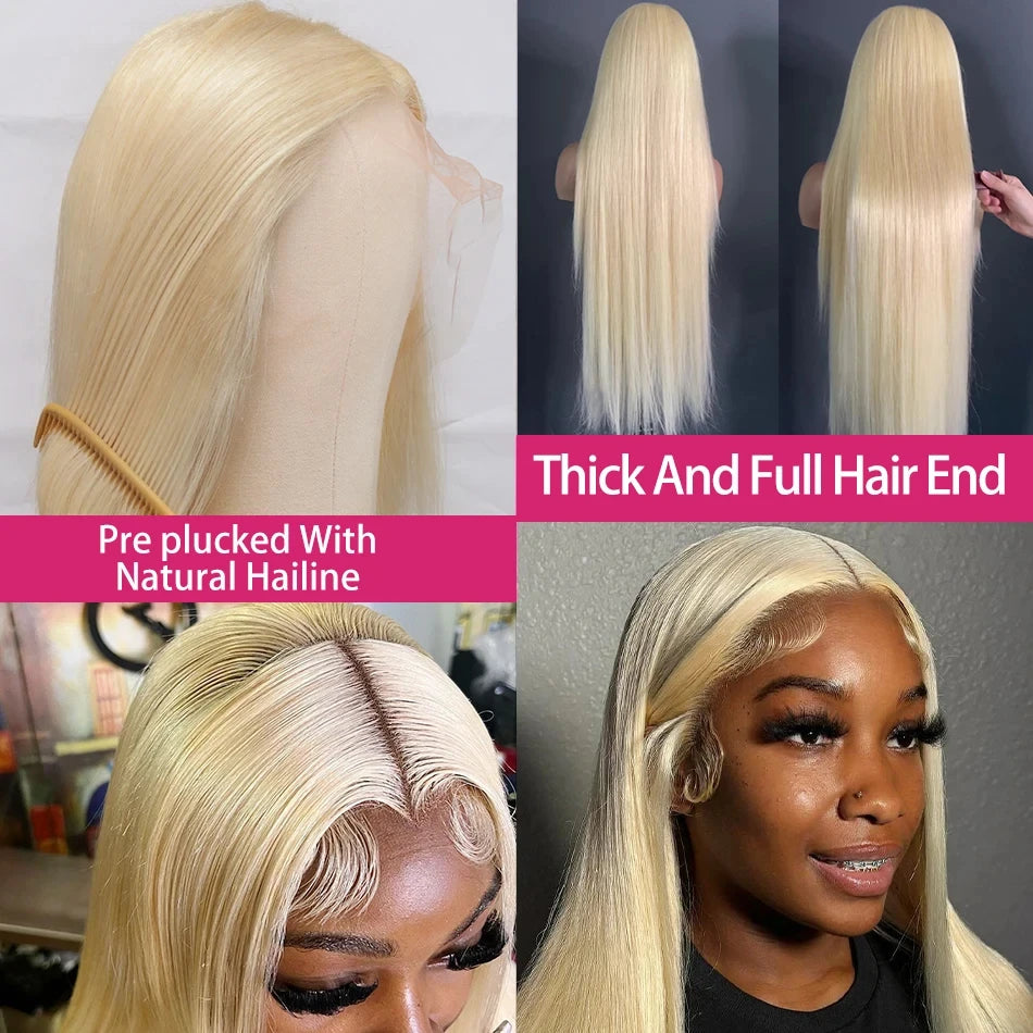 613 Hd Lace Frontal Wig 13x6 Bone Straight Human Hair Wig 13x4 Lace Front Blonde Wigs For Women 30 32Inch Colored Human Hair Wig
