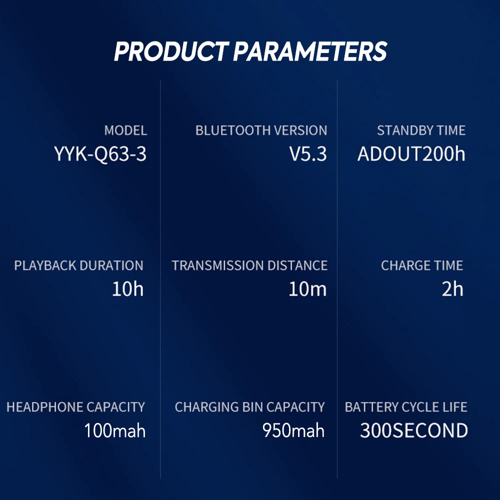 Mpow Q63 Bluetooth 5.3 Wireless Earbuds with Mic IPX7 Waterproof 200 Hours Earphones with Hooks for Sports Running Workout Gym