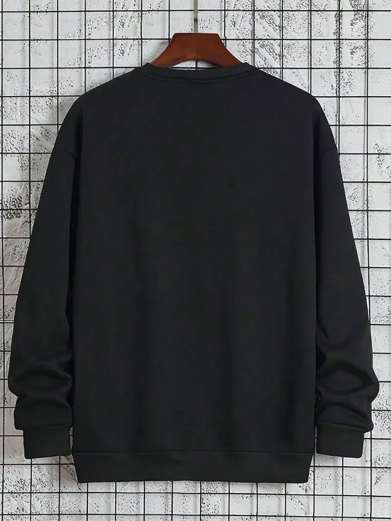 Friday printed men's pullover, round-neck, long-sleeved hoodie, loose and casual top with pattern